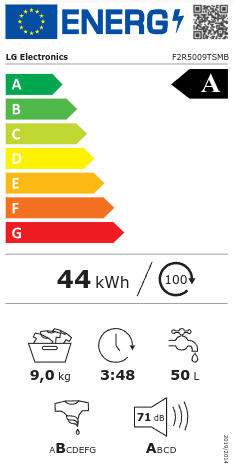 LG Πλυντήριο Ρούχων 9kg 1200 Στροφών Γκρι F2R5009TSMB