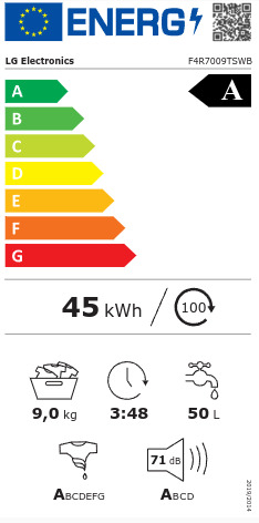 LG Πλυντήριο Ρούχων 9kg 1400 Στροφών F4R7009TSWB