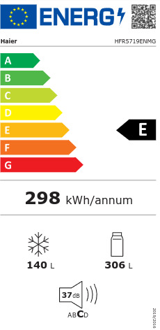 Haier HFR5719ENMG Ψυγείο Ντουλάπα NoFrost Υ190xΠ70xΒ67.5εκ. Inox