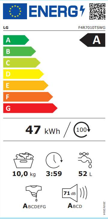 LG Πλυντήριο Ρούχων 10kg με Ατμό 1400 Στροφών F4R7010TSWG