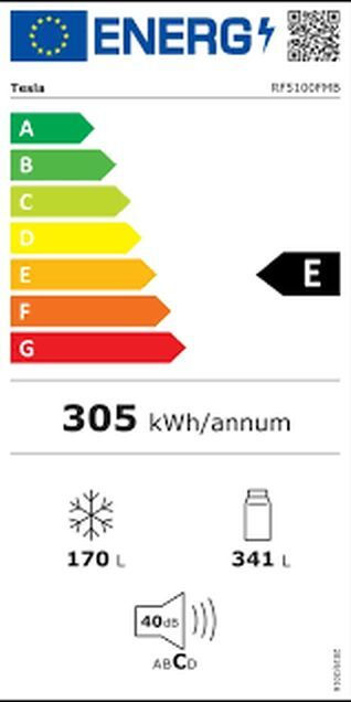 Tesla RF5100FMB Ψυγείο Ντουλάπα Total NoFrost Υ189.8xΠ83.3xΒ64.8εκ. Μαύρο