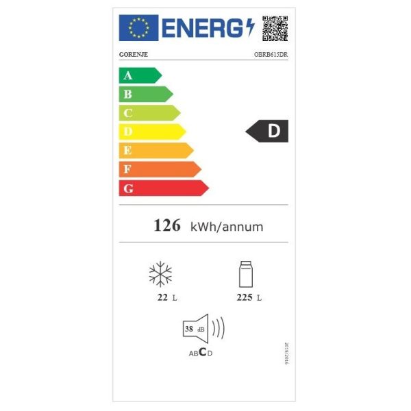 Gorenje OBRB615DR Retro Μονόπορτο Ψυγείο 247lt Υ152.5xΠ59.5xΒ66.1εκ. Κόκκινο