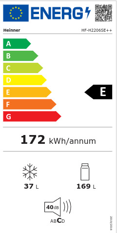 Heinner HF-H2206SE++ Ψυγείο Δίπορτο Υ143xΠ54.5xΒ55.5εκ. Inox