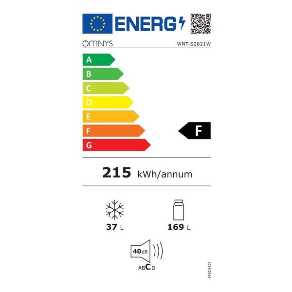 Omnys WNT-28N21W Ψυγείο Δίπορτο 206lt Υ143xΠ54.5xΒ55.5εκ. Λευκό