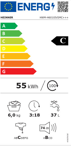 Heinner Πλυντήριο Ρούχων 6kg 1000 Στροφών HWM-H6010IVSMC+++