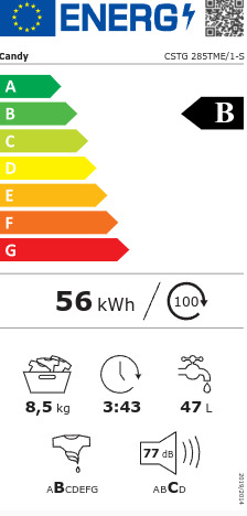 Candy Πλυντήριο Ρούχων Άνω Φόρτωσης 8.5kg 1200 Στροφών CSTG 285TME/1-S