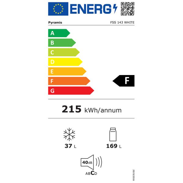 Pyramis FSS 143 031007501 Ψυγείο Δίπορτο Υ143xΠ55.5xΒ54.5εκ. Λευκό