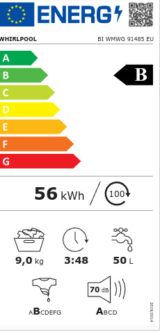 Whirlpool Εντοιχιζόμενο Πλυντήριο Ρούχων 9kg 1400 Στροφών BI WMWG 91485 EU