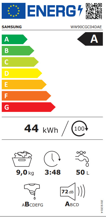 Samsung Πλυντήριο Ρούχων 9kg με Ατμό 1400 Στροφών WW90CGC04DAELE