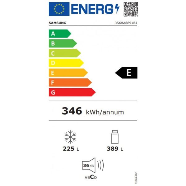 Samsung RS6H8891B/EF Ψυγείο Ντουλάπα 614lt NoFrost Υ178xΠ91.2xΒ71.6εκ. Μαύρο