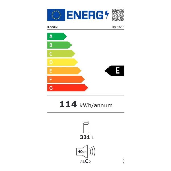 Robin RS-165E Ψυγείο Συντήρησης 331lt Υ170xΠ60xΒ60εκ. Λευκό