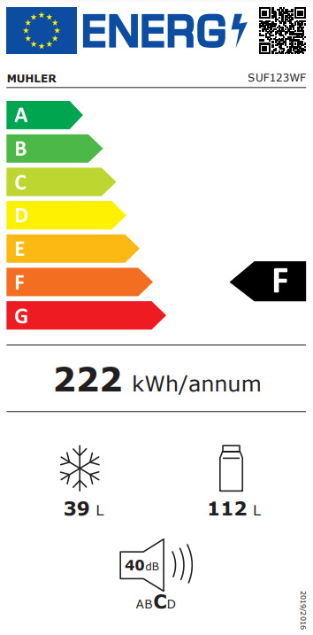 Muhler SUF123WF Ψυγείο Δίπορτο 151lt Υ122xΠ50xΒ58εκ. Λευκό