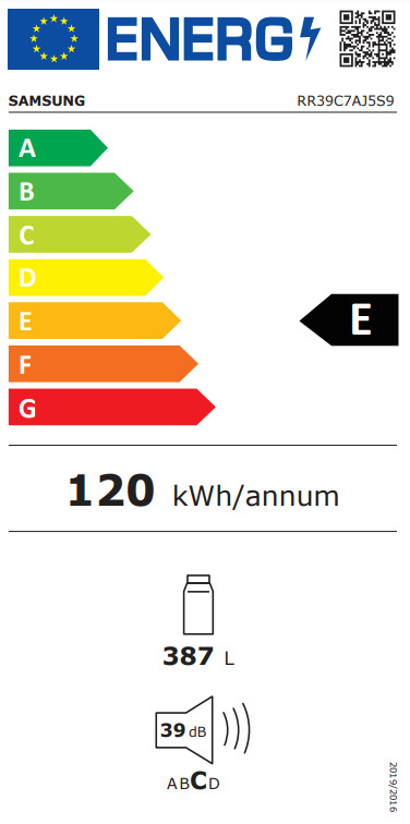 Samsung RR39C7AJ5S9/EF Ψυγείο Συντήρησης 387lt Υ186xΠ59.5xΒ69.4εκ. Inox