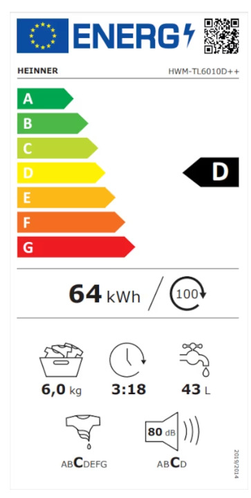 Heinner Πλυντήριο Ρούχων Άνω Φόρτωσης 6kg 1000 Στροφών HWM-TL6010D++