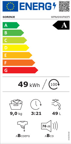 Gorenje Πλυντήριο Ρούχων 9kg 1400 Στροφών WPNA94APWIFI