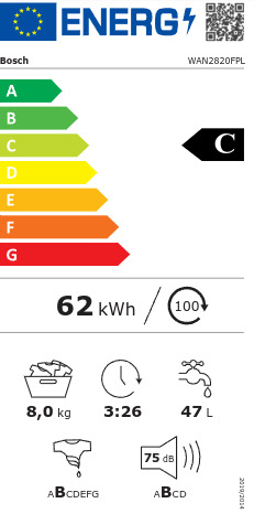 Bosch WAN2820FPL Πλυντήριο Ρούχων 8kg 1400 Στροφών