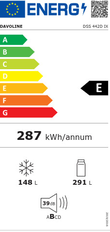 Davoline DSS 442D IX Ψυγείο Ντουλάπα Total NoFrost Υ177xΠ90xΒ59εκ.