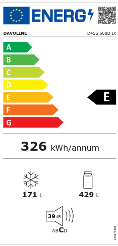 Davoline D4SS 608D IX Ψυγείο Ντουλάπα Total NoFrost Υ190.5xΠ91xΒ69εκ. Inox