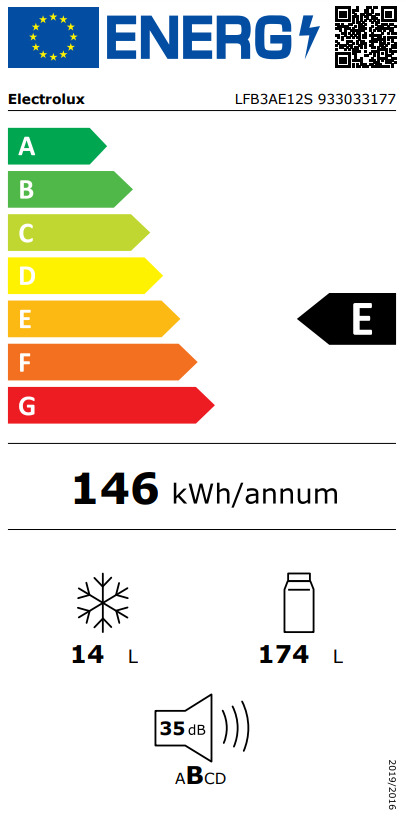 Electrolux LFB3AE12S Εντοιχιζόμενο Μονόπορτο Ψυγείο Υ121.8xΠ54.8xΒ54.9εκ. Λευκό