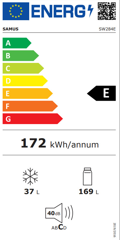 Samus SW284E Ψυγείο Δίπορτο Υ143xΠ54.5xΒ55.5εκ. Λευκό