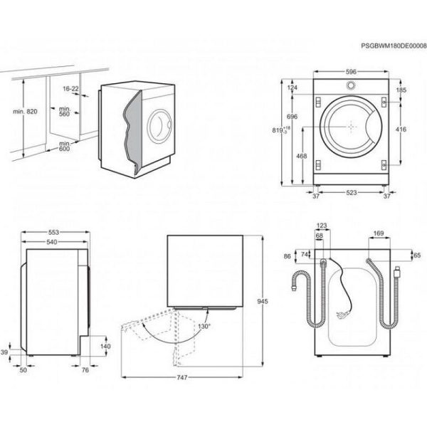 Electrolux Εντοιχιζόμενο Πλυντήριο Ρούχων 7kg με Ατμό 1400 Στροφών EWN7F447WI