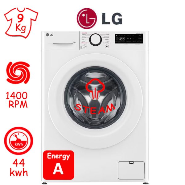 LG Πλυντήριο Ρούχων 9kg με Ατμό 1400 Στροφών F4R3009NSWW