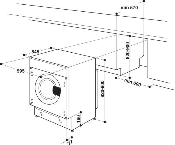 Whirlpool Εντοιχιζόμενο Πλυντήριο Ρούχων 8kg 1400 Στροφών WMWG 81485E EU