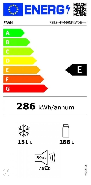 Fram FSBS-HM440NFXWDE++ Ψυγείο Ντουλάπα 437lt Υ177xΠ90xΒ59εκ. Inox