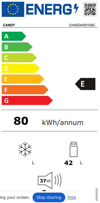 Candy CHASD4351EBC 34005393 Mini Bar Υ51xΠ44.5xΒ47.5εκ. Μαύρο