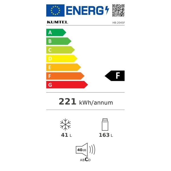 Kumtel HB-204SF Ψυγείο Δίπορτο 204lt Υ144xΠ54.5xΒ54.5εκ. Λευκό