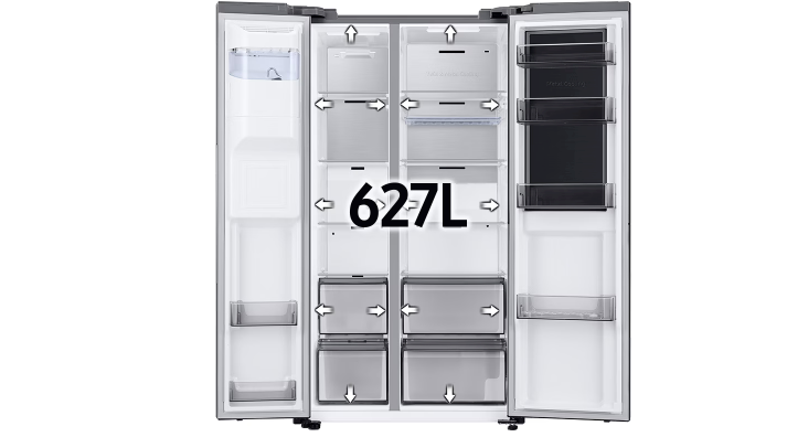 Samsung RH68B8821S9 Ψυγείο Ντουλάπα 627lt NoFrost Υ178xΠ91.2xΒ71.6εκ. Inox