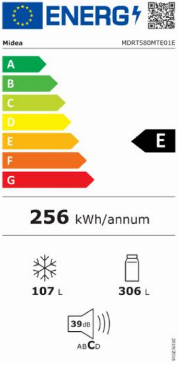 Midea MDRT580MTE01E Ψυγείο Δίπορτο Υ172xΠ70xΒ67εκ. Λευκό