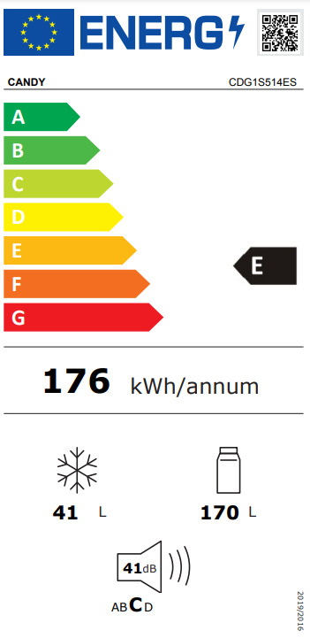 Candy CDG1S514ES Ψυγείο Δίπορτο Υ142.8xΠ54xΒ55.1εκ. Inox