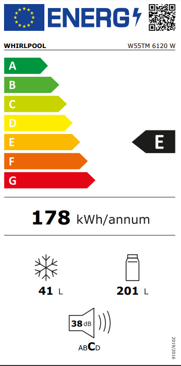 Whirlpool W55TM 6120 W Ψυγείο Δίπορτο Υ160xΠ54xΒ54.5εκ. Λευκό