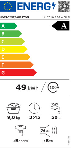 Hotpoint-Ariston Πλυντήριο Ρούχων 9kg 1400 Στροφών NLCD 946 BS A EU N