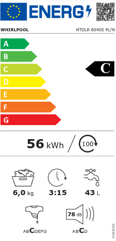 Whirlpool Πλυντήριο Ρούχων Άνω Φόρτωσης 6kg 1000 Στροφών NTDLR 6040S PL/N