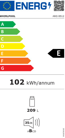 Whirlpool ARG 8512 Εντοιχιζόμενο Μονόπορτο Ψυγείο Υ122xΠ54xΒ54.5εκ. Λευκό