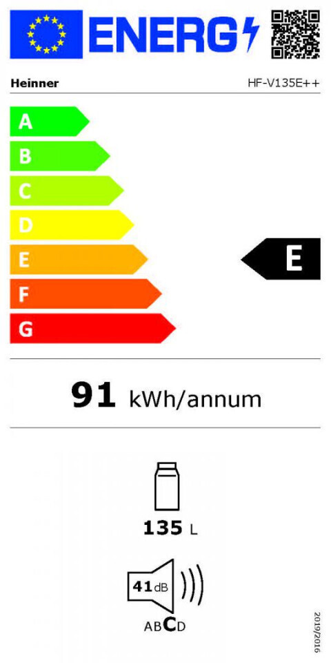 Heinner HF-V135E++ Mini Bar Υ83.8xΠ54xΒ59.5εκ. Λευκό