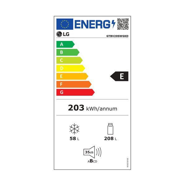 LG GTBV20SWGKD Ψυγείο Δίπορτο Total NoFrost Υ168xΠ55.5xΒ63.7εκ. Λευκό