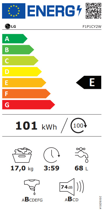 LG Πλυντήριο Ρούχων 17kg με Ατμό 1200 Στροφών F1P1CY2W