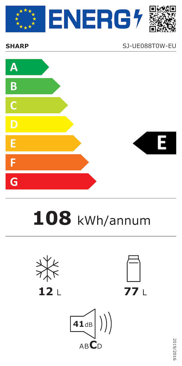 Sharp SJ-UE088T0W Mini Bar 89lt Υ82.1xΠ48xΒ50εκ. Λευκό