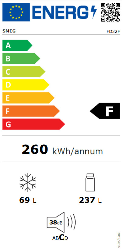 Smeg FD32F Ψυγείο Δίπορτο Υ175xΠ59.5xΒ56.2εκ. Λευκό