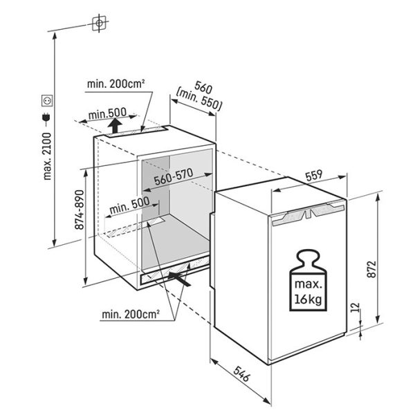 Liebherr IRc 3921 Plus Εντοιχιζόμενο Mini Bar Υ89xΠ57xΒ55εκ. Λευκό