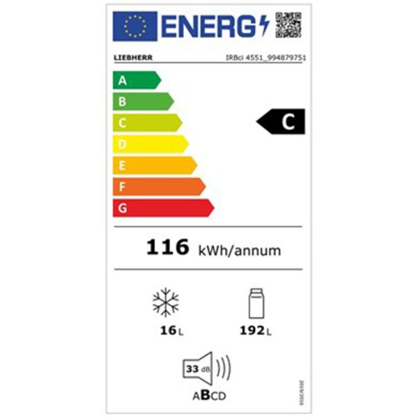 Liebherr IRBd 4551 Prime BioFresh IRBci 4551 Εντοιχιζόμενο Μονόπορτο Ψυγείο Υ141.3xΠ57xΒ55εκ. Λευκό