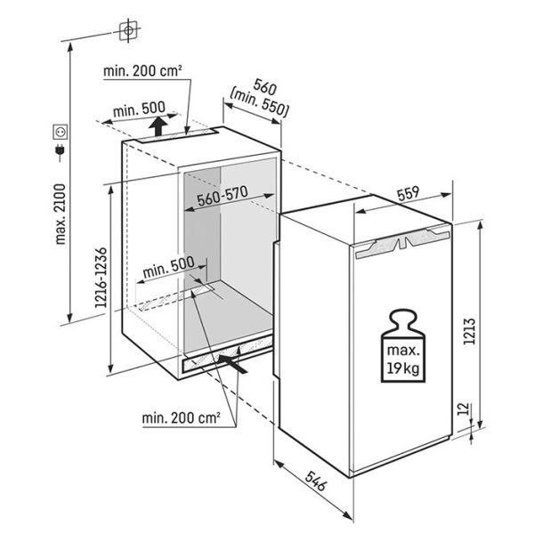 Liebherr IRc 4120 Plus Εντοιχιζόμενο Ψυγείο Συντήρησης Υ123.6xΠ57xΒ55εκ. Λευκό