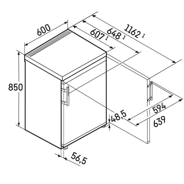 Liebherr Rci 1620 Plus Ψυγείο Συντήρησης Υ85xΠ60xΒ60.7εκ. Λευκό