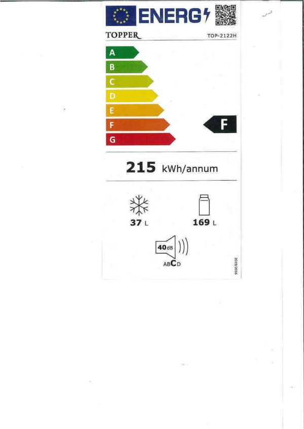 Topper TOP-2122H Ψυγείο Δίπορτο Υ143xΠ54.5xΒ58.3εκ. Λευκό