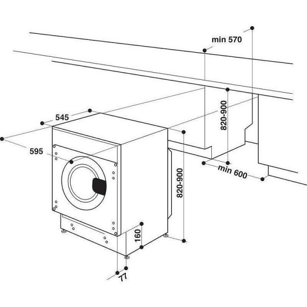 Hotpoint-Ariston Εντοιχιζόμενο Πλυντήριο Ρούχων 8kg 1400 Στροφών BI WMHG 81485 EU