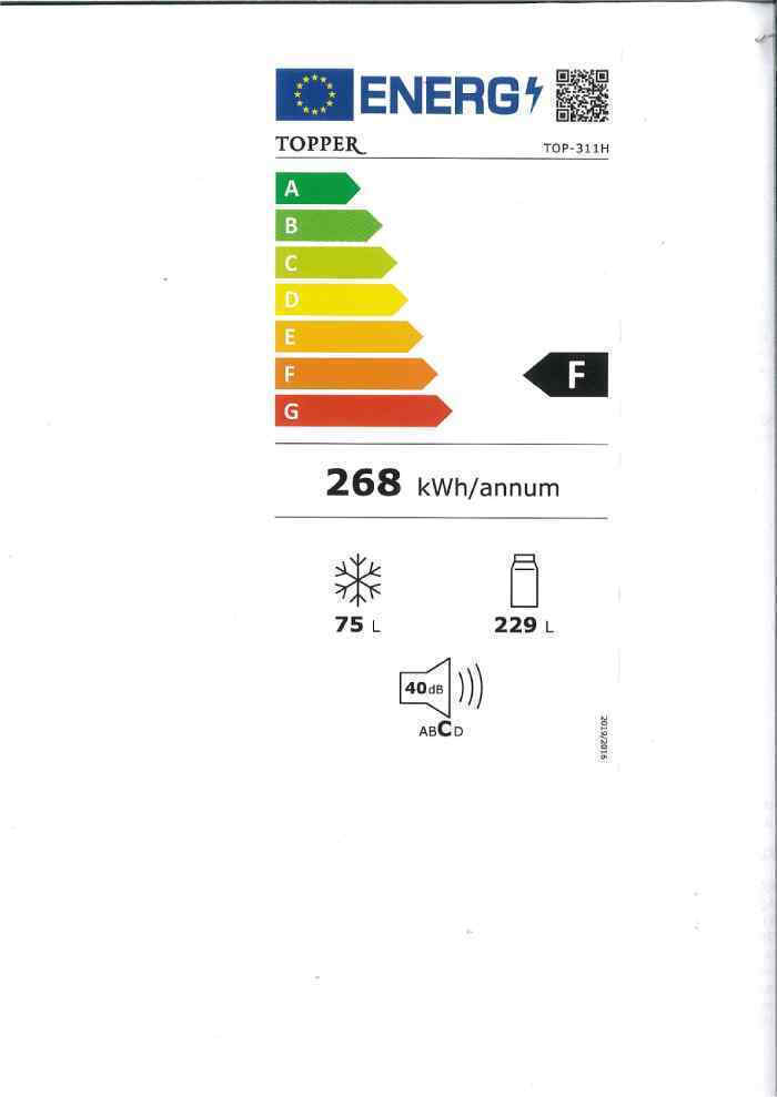 Homa TOP-311H Ψυγείο Δίπορτο Υ170xΠ60xΒ60εκ. Λευκό