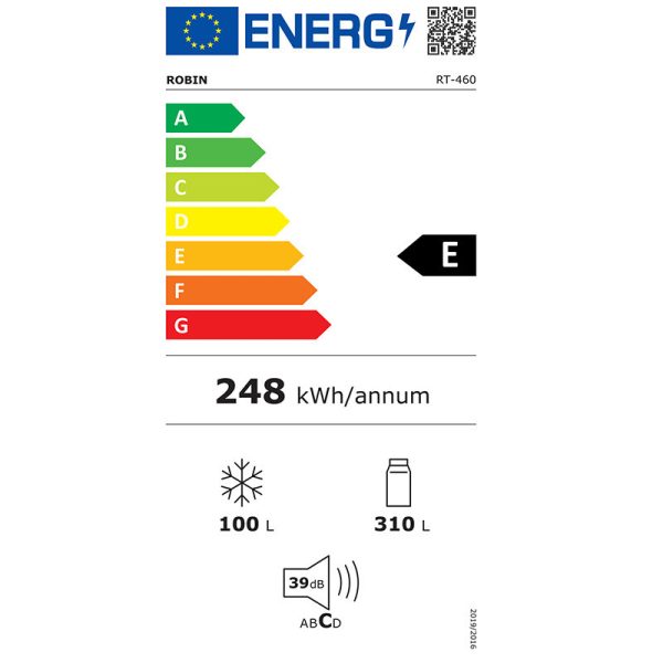 Robin RT-460 RT-460 Ψυγείο Δίπορτο 410lt Υ168.5xΠ70xΒ70εκ. Λευκό